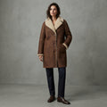 Women's Chocolate Shearling Button-Front Coat