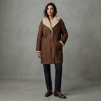 Women's Chocolate Shearling Button-Front Coat