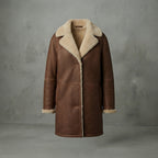 Women's Chocolate Shearling Button-Front Coat