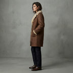 Women's Chocolate Shearling Button-Front Coat