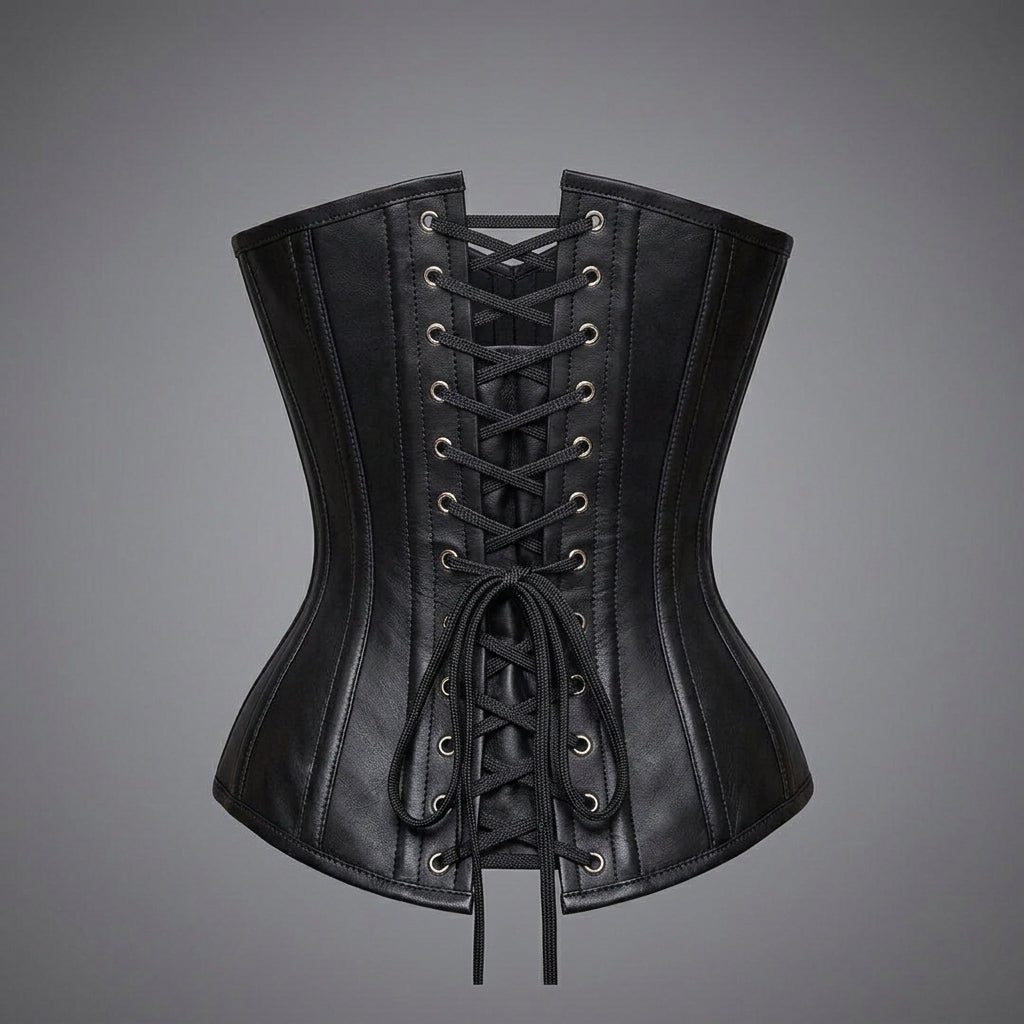 Black Zip-Up Leather Corset
