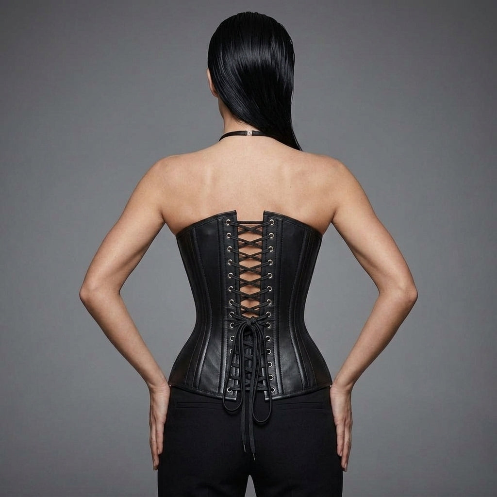Black Zip-Up Leather Corset
