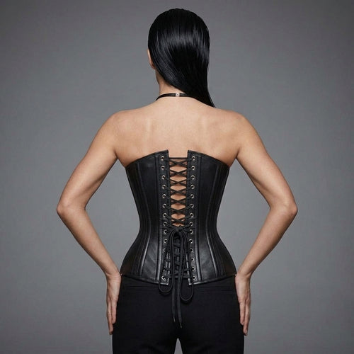 Black Zip-Up Leather Corset