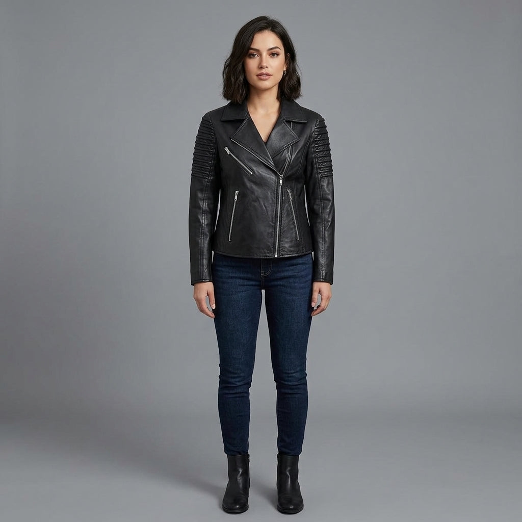 Women's Classic Black Moto Leather Jacket