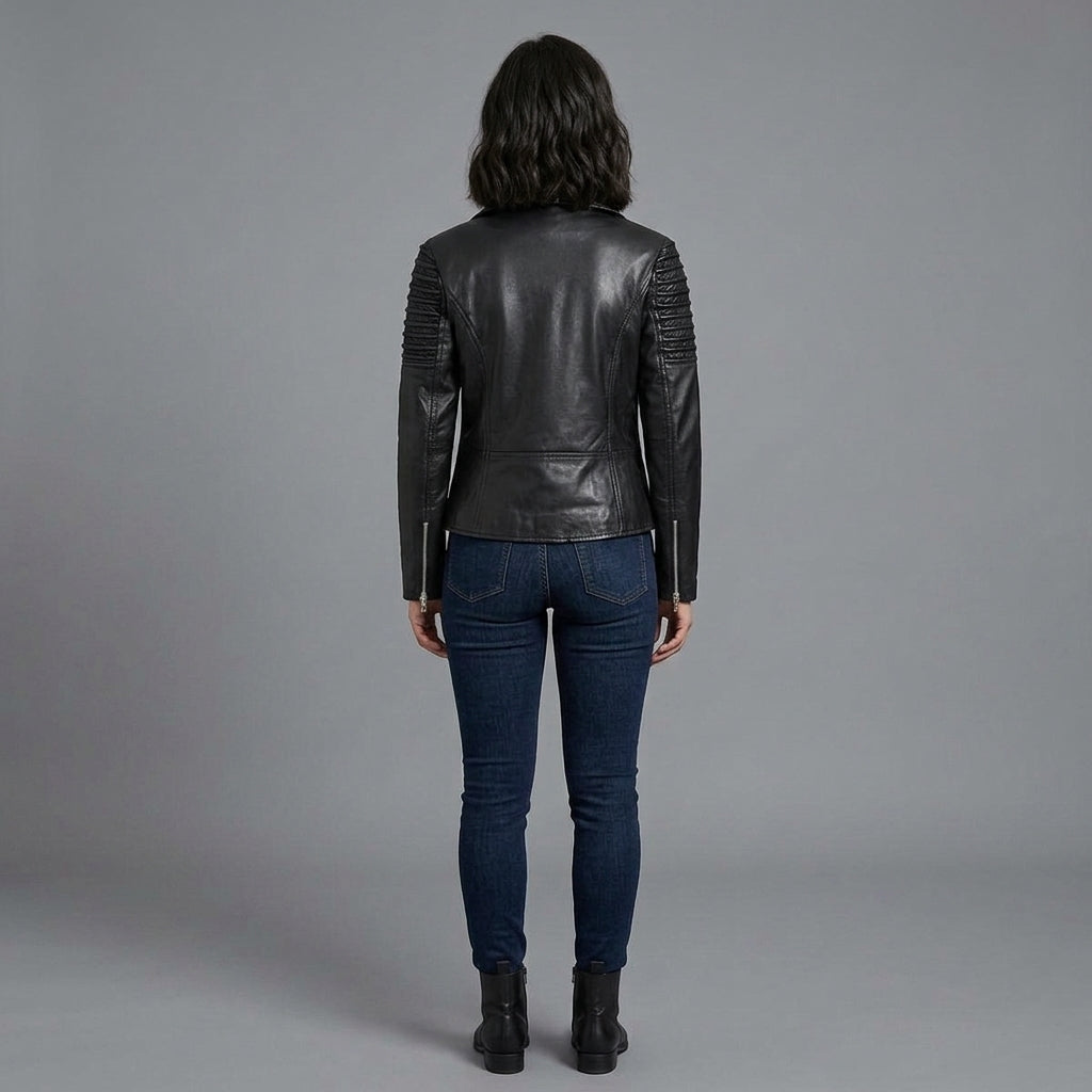 Women's Classic Black Moto Leather Jacket