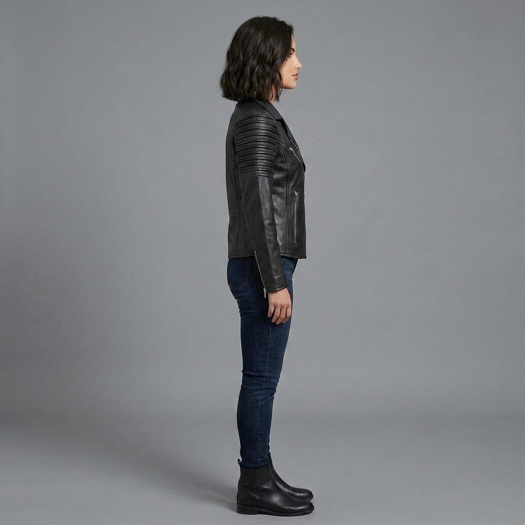 Women's Classic Black Moto Leather Jacket