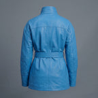 Women's Blue Leather Shirt Coat
