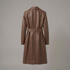 Women's Brown Leather Trench Coat