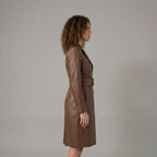 Women's Brown Leather Trench Coat