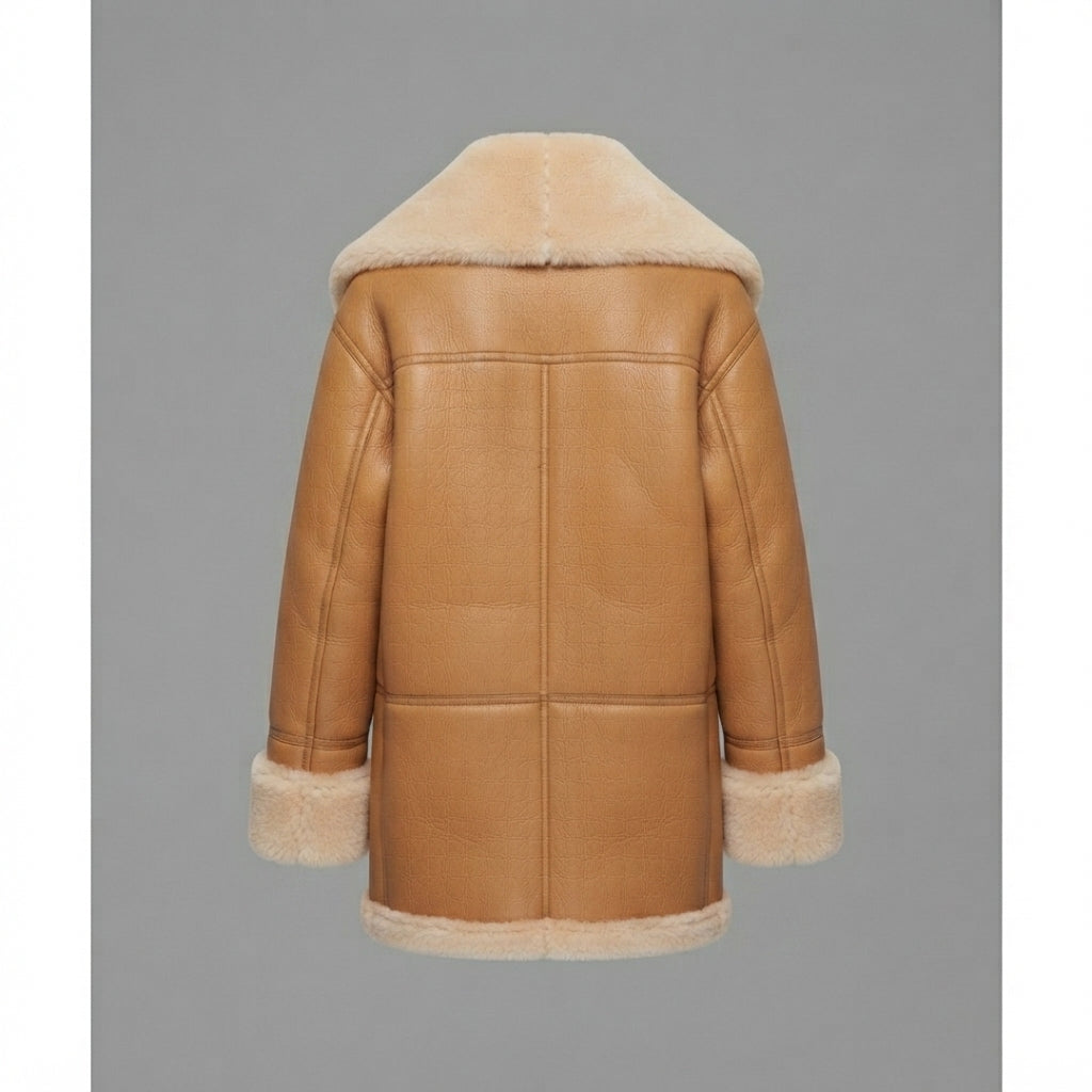 Women's Classic Camel Shearling Coat