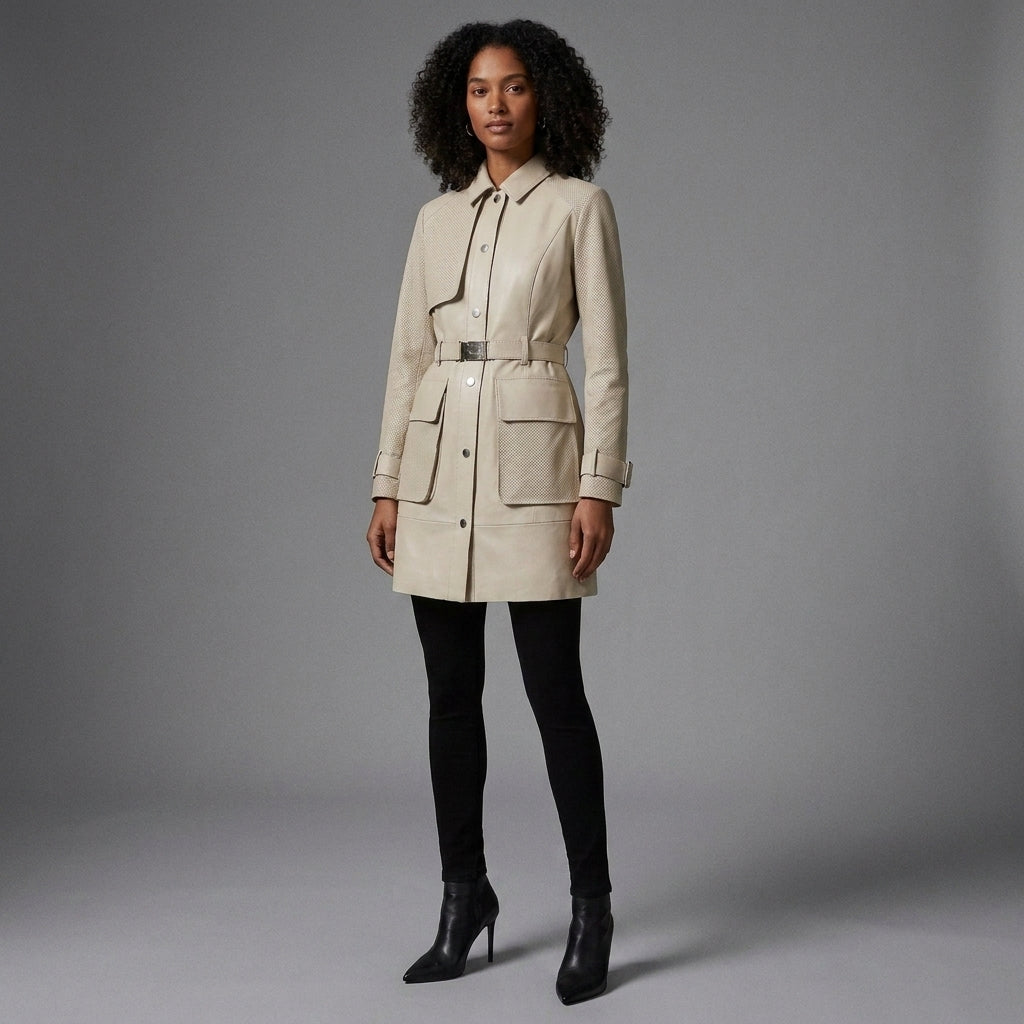 Classic Cream Utility Trench Coat