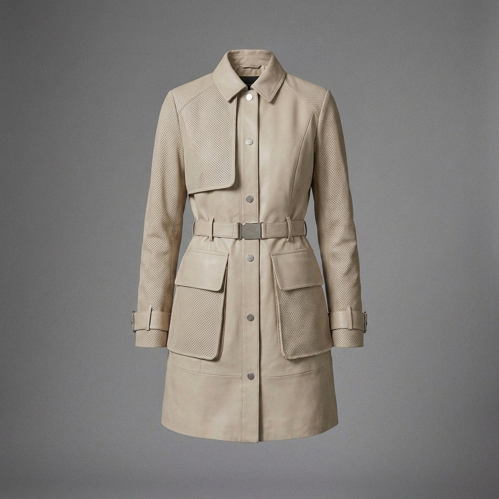 Classic Cream Utility Trench Coat