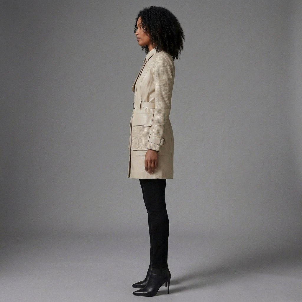 Classic Cream Utility Trench Coat