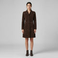 Women's Dark Brown Fitted Suede Trench Coat