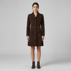 Women's Dark Brown Fitted Suede Trench Coat