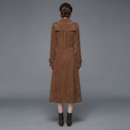 Women's Dark Tan Suede Duster Trench Coat