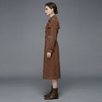 Women's Dark Tan Suede Duster Trench Coat