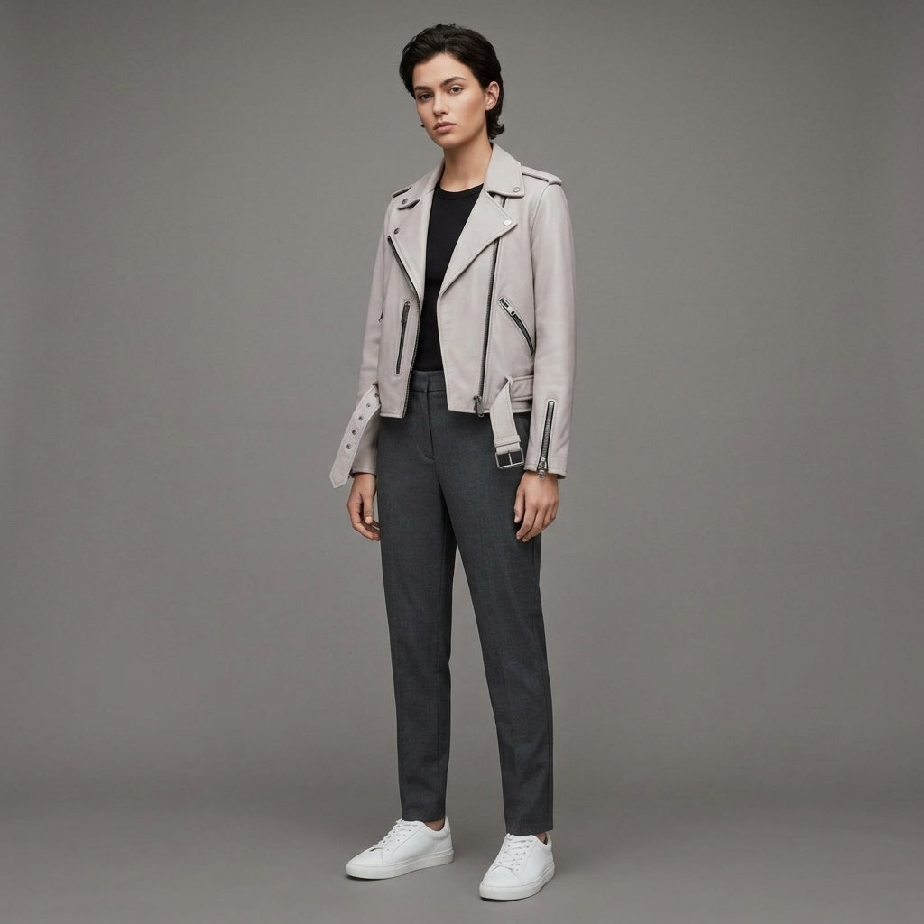 Women's Off-White Moto Leather Jacket