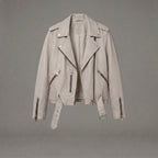 Women's Off-White Moto Leather Jacket