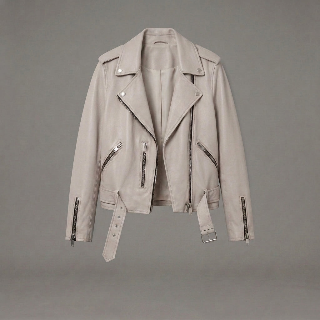 Women's Off-White Moto Leather Jacket