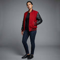 Women's Classic Red Leather Varsity Jacket