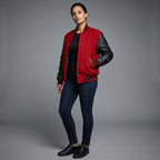 Women's Classic Red Leather Varsity Jacket