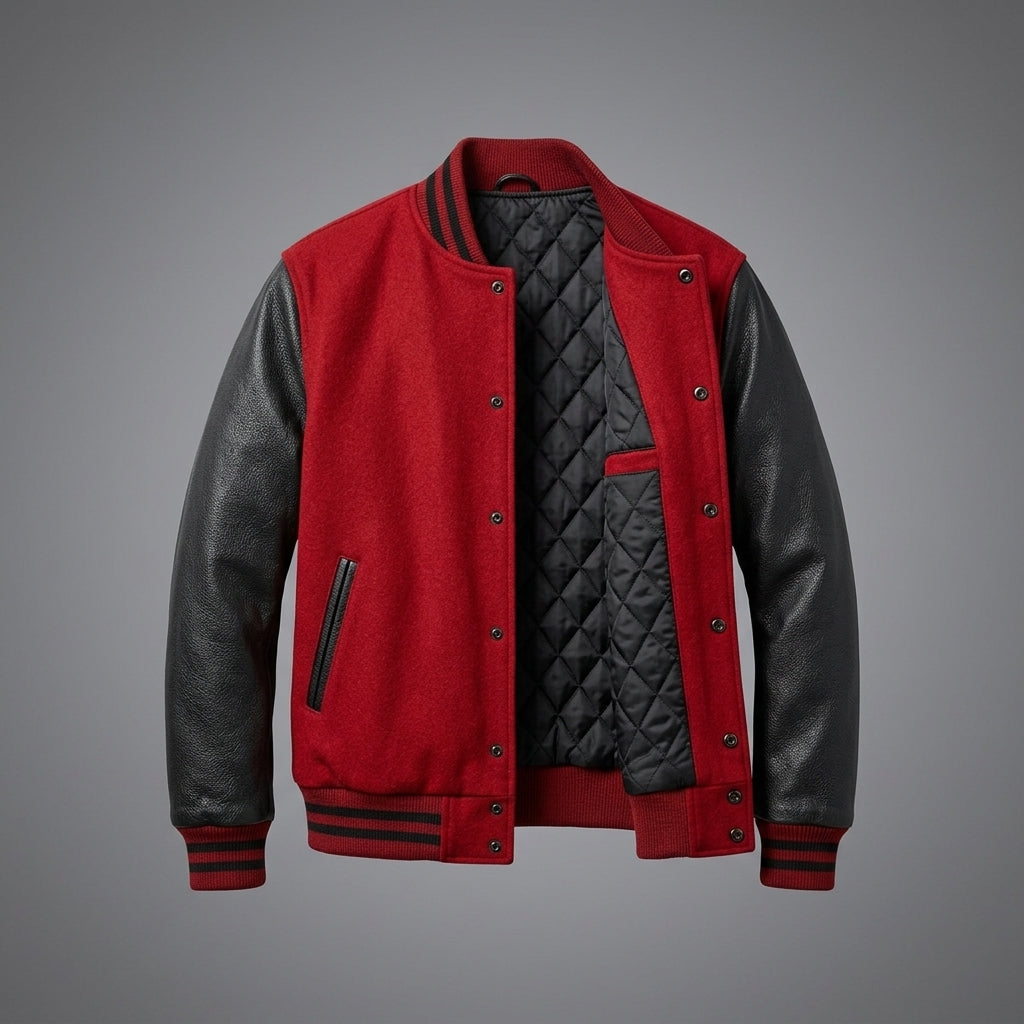 Women's Classic Red Leather Varsity Jacket