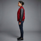 Women's Classic Red Leather Varsity Jacket