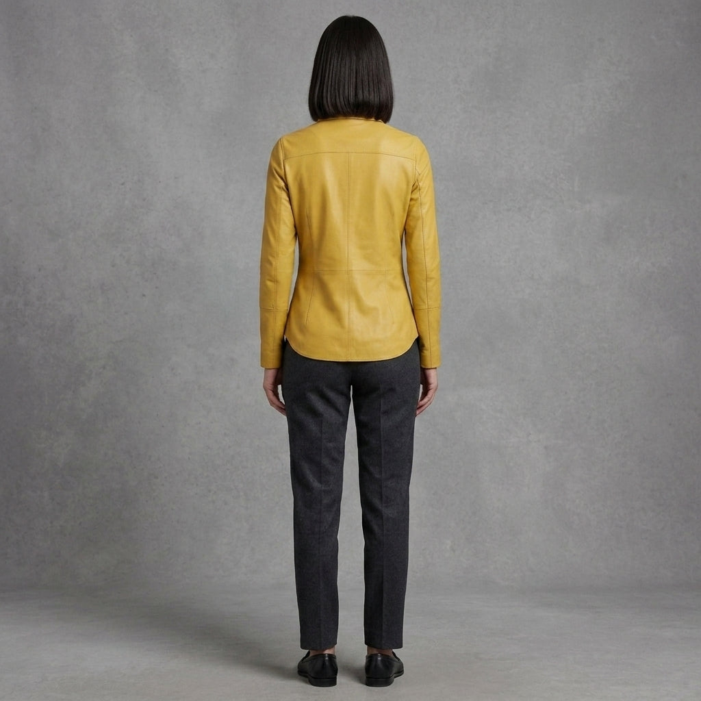 Women's Yellow Leather Shirt