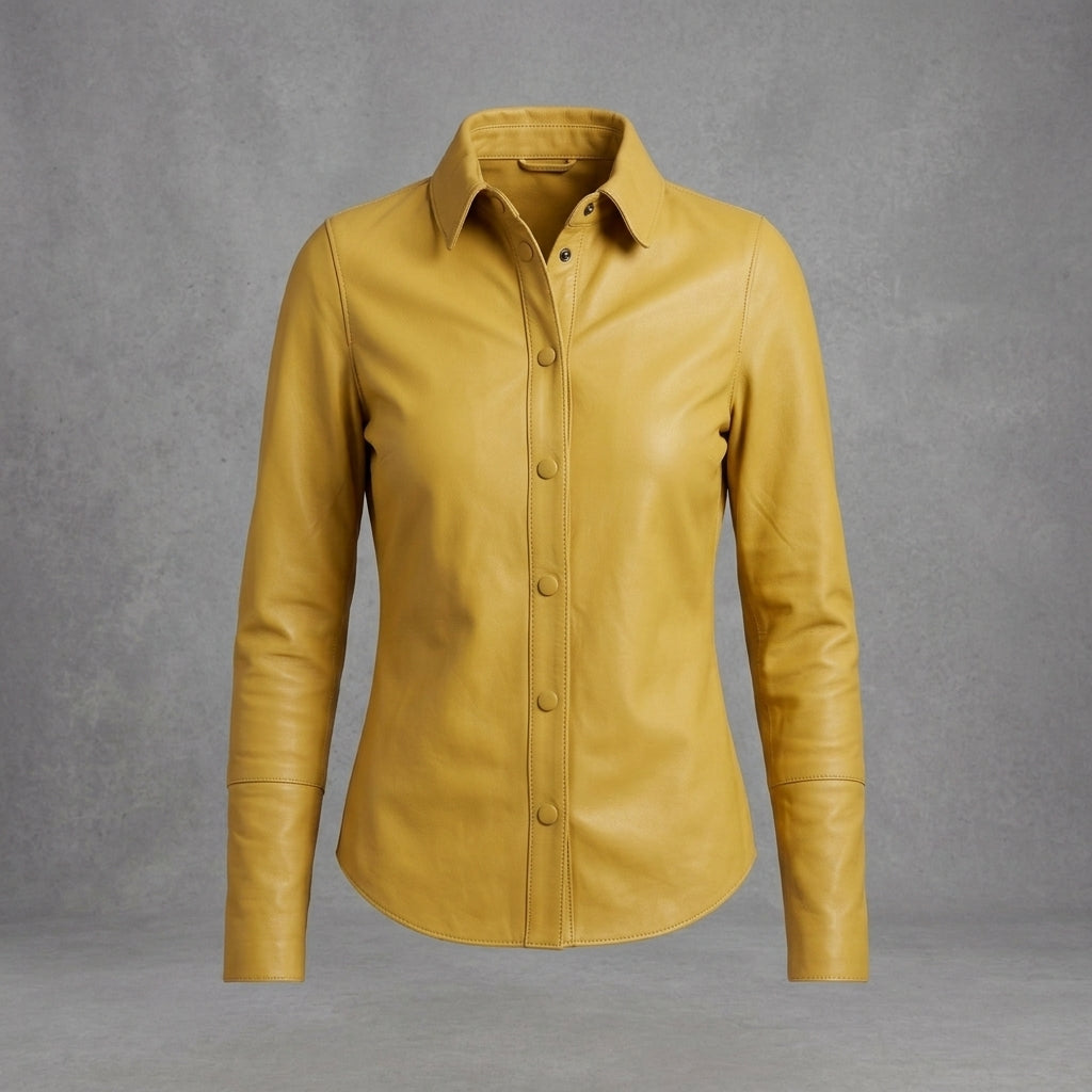 Women's Yellow Leather Shirt
