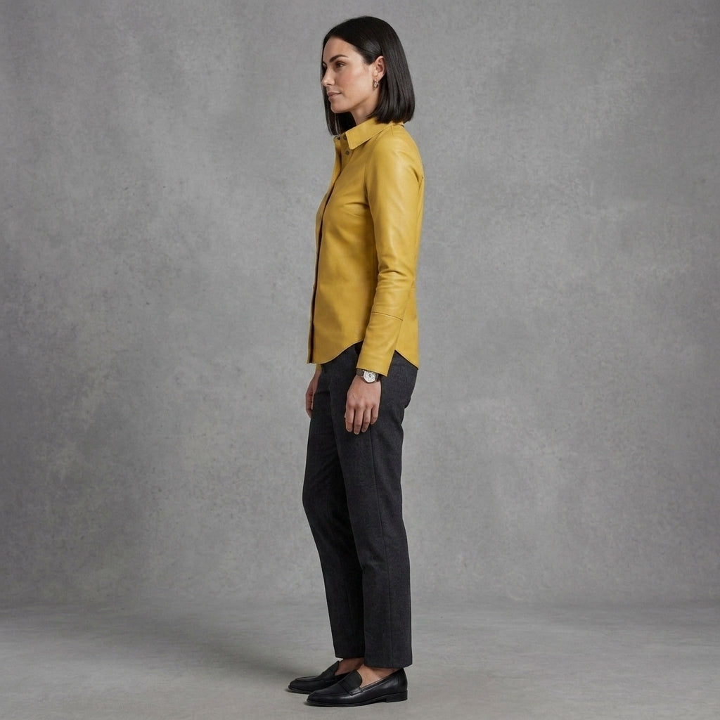 Women's Yellow Leather Shirt