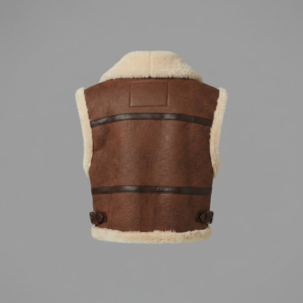 Women's Cropped Shearling Leather Vest