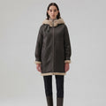 Women's Dark Brown Hooded Shearling Coat