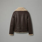 Women's Dark Brown & Beige Shearling Biker Jacket