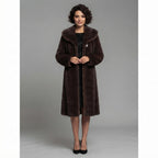 Women's Brown Shearling Full-Length Coat