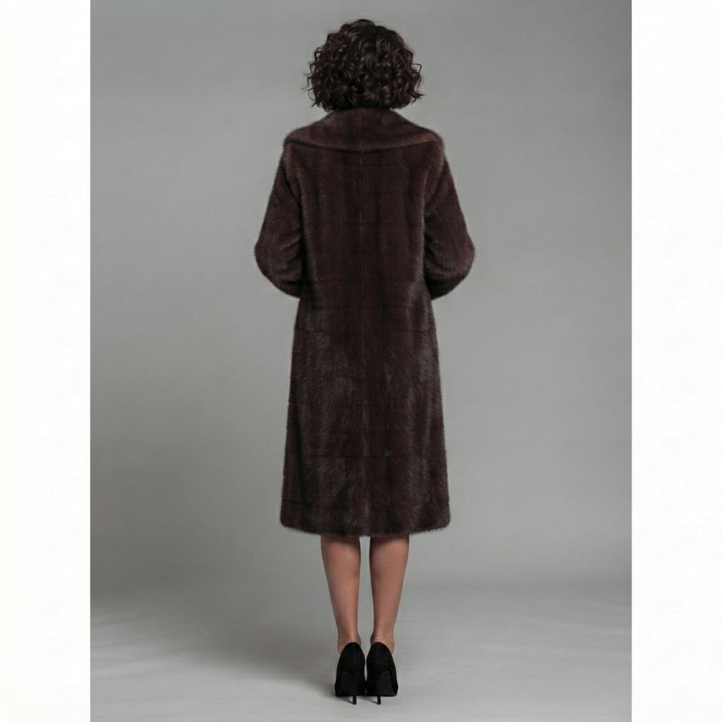 Women's Brown Shearling Full-Length Coat