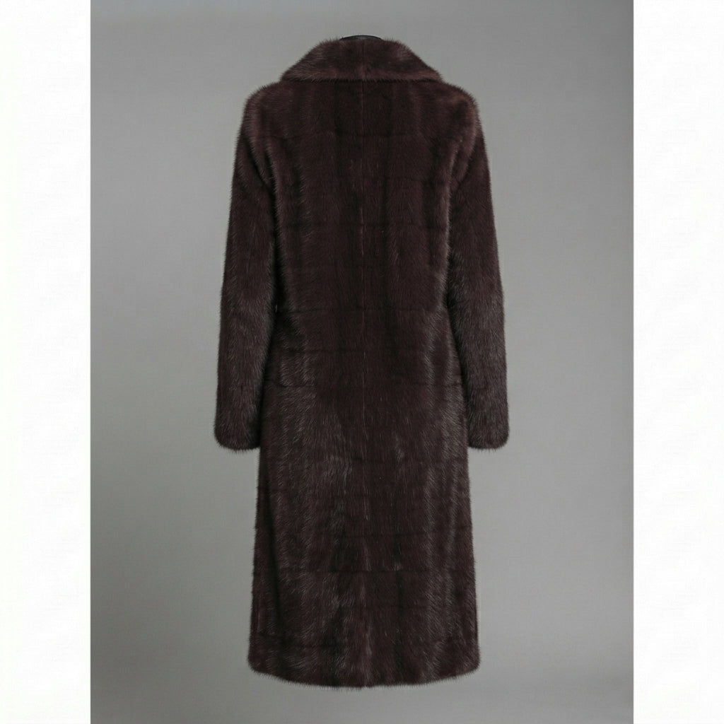 Women's Brown Shearling Full-Length Coat