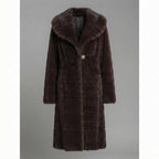 Women's Brown Shearling Full-Length Coat