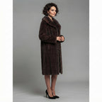 Women's Brown Shearling Full-Length Coat
