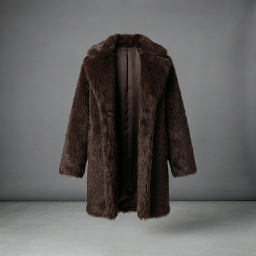 Women's Chocolate Brown Fluffy Fur Coat