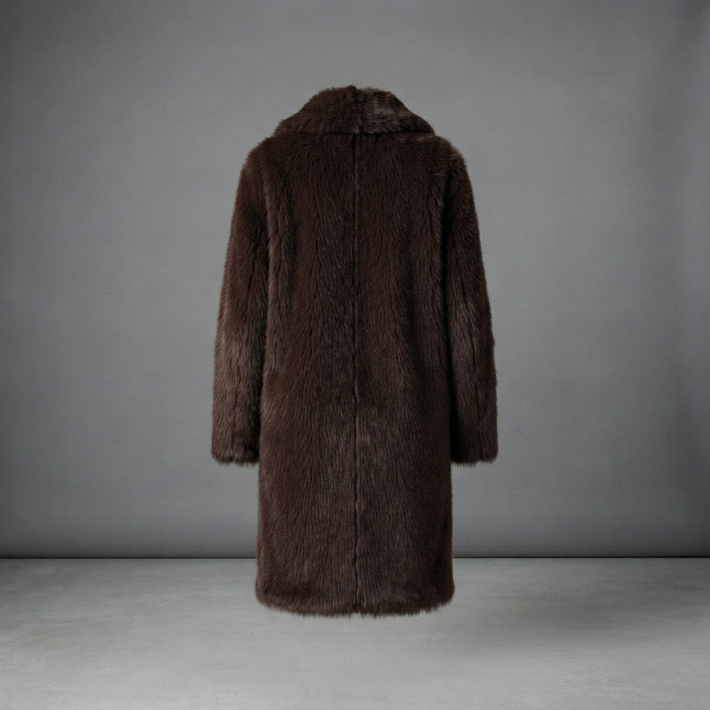 Women's Chocolate Brown Fluffy Fur Coat