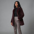 Women's Plum Shearling Mid-Length Coat