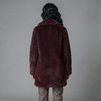 Women's Plum Shearling Mid-Length Coat