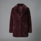 Women's Plum Shearling Mid-Length Coat