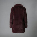 Women's Plum Shearling Mid-Length Coat