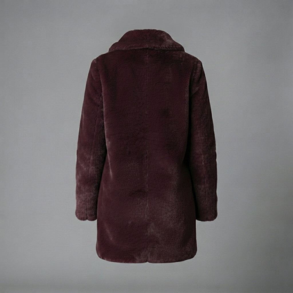 Women's Plum Shearling Mid-Length Coat