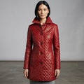 Women's Diamond Quilted Leather Puffer Coat