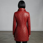 Women's Diamond Quilted Leather Puffer Coat