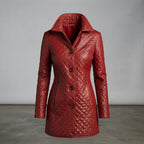 Women's Diamond Quilted Leather Puffer Coat