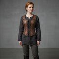 Women's Distressed Brown Leather Corset Vest